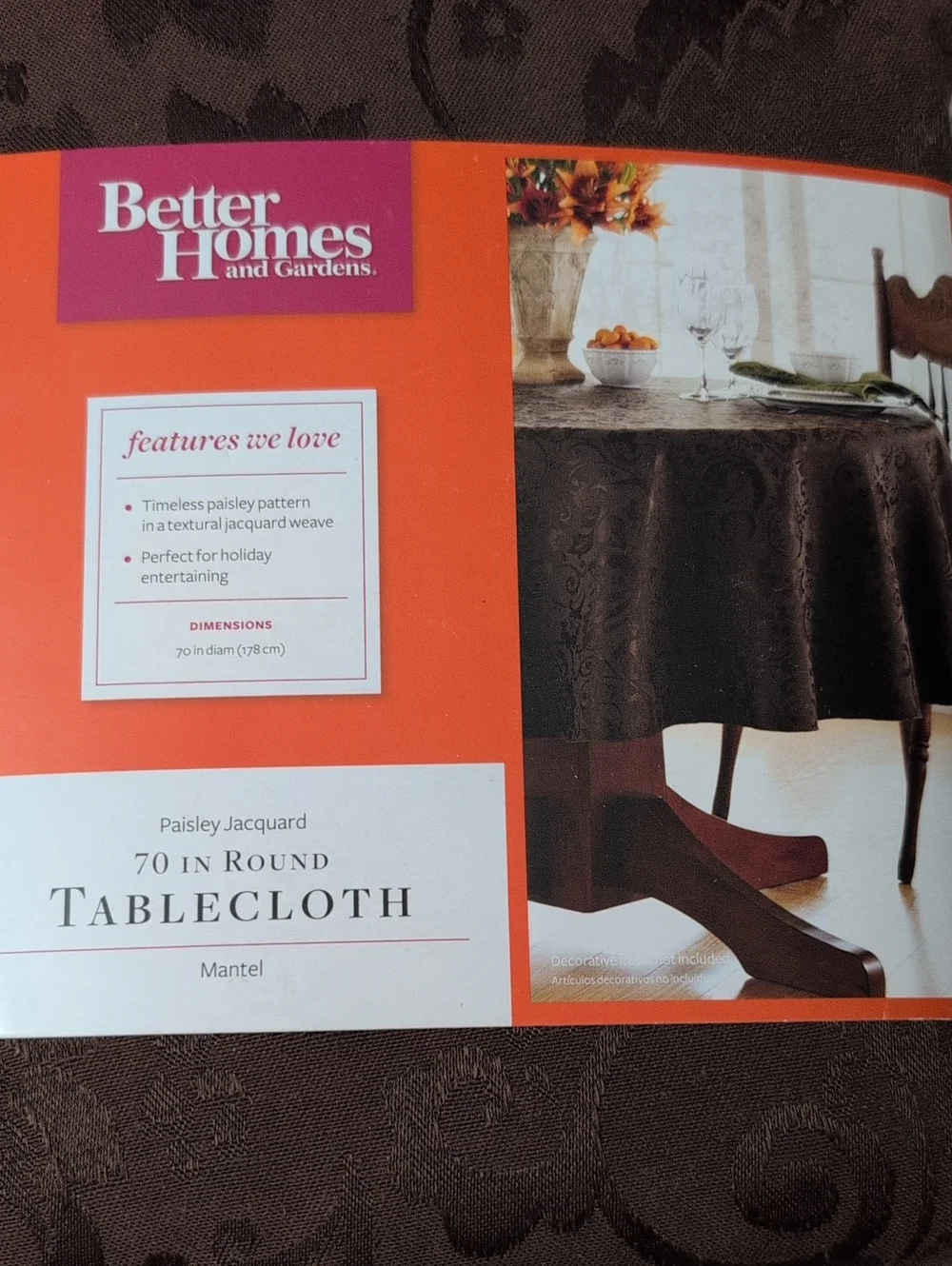 Better Homes And Gardens Brown Paisley Jacquard Round Tablecloth